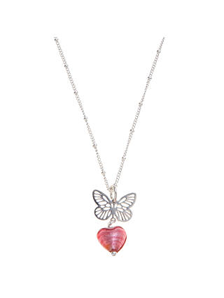 Martick Butterfly and Heart Pendant Necklace