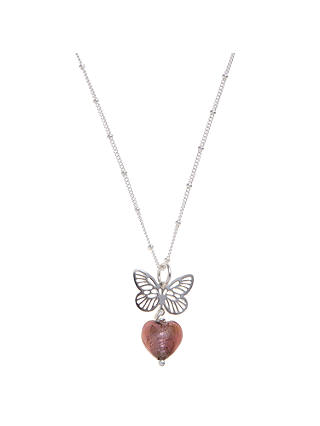 Martick Butterfly and Heart Pendant Necklace