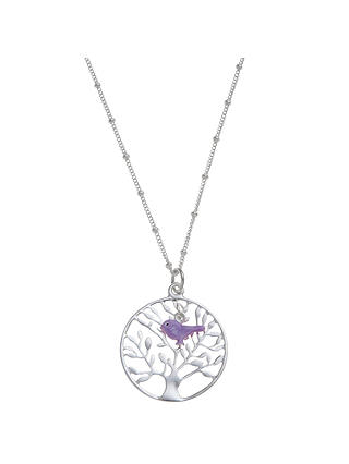 Martick Tree of Life Pendant Necklace, Purple/Silver