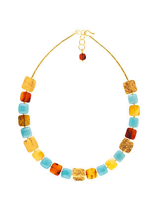Be-Jewelled Amber and Amazonite Square Statement Necklace ...