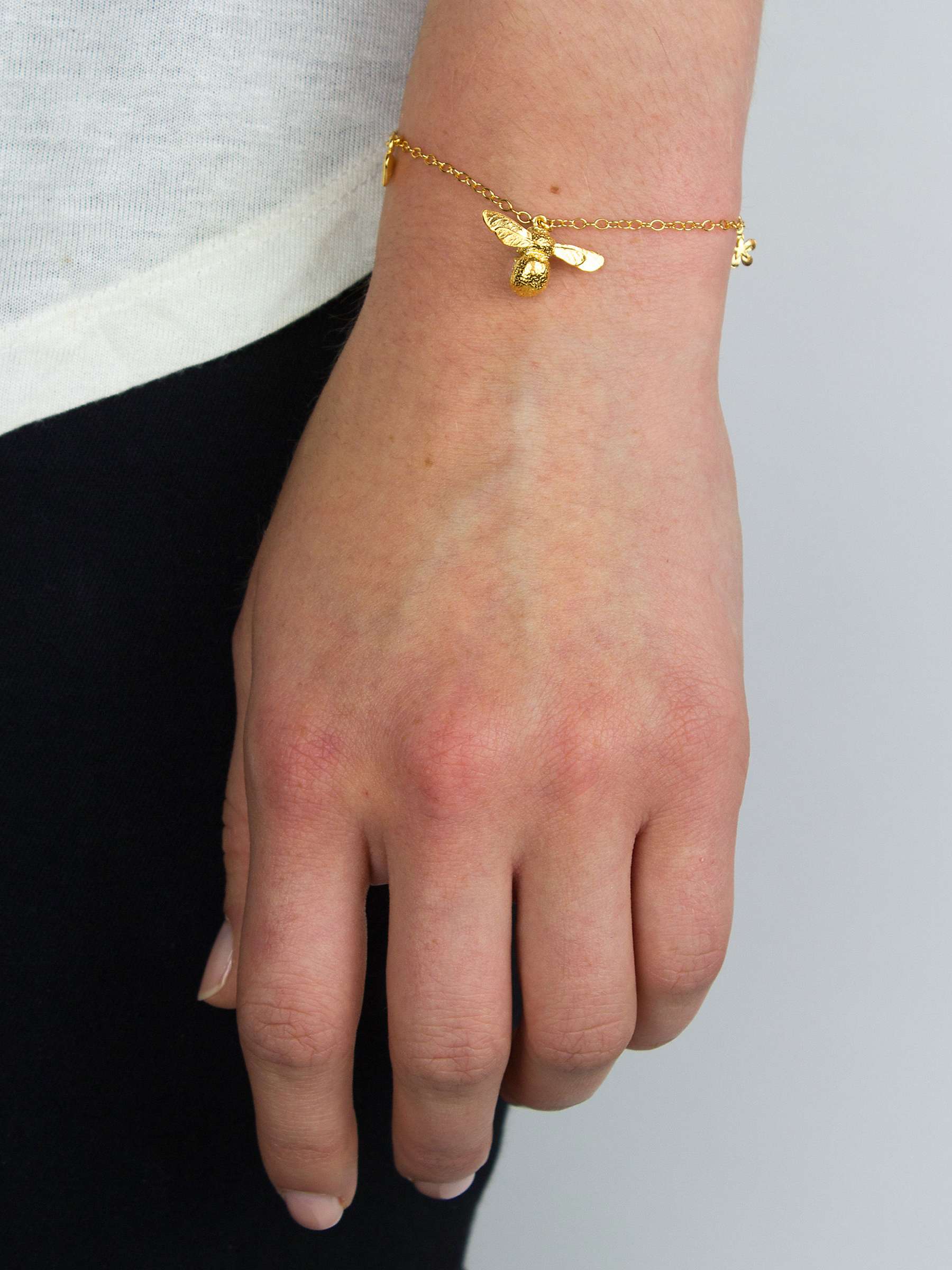 Buy Alex Monroe 22ct Gold Plated Baby Bee Charm Bracelet, Gold Online at johnlewis.com
