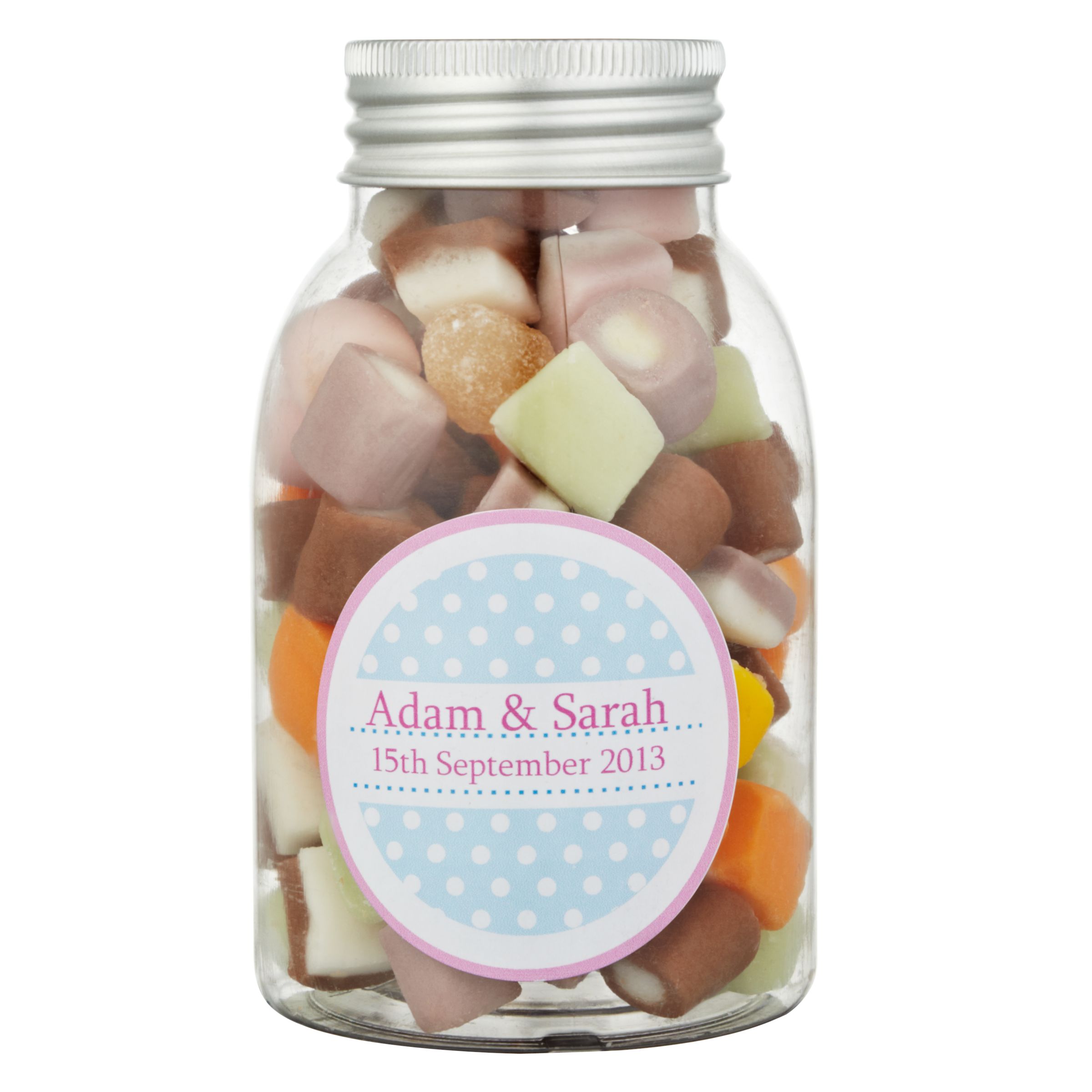 Fine Confectionery Company Personalised Dolly Mix Spotty Jar, Pack of 25, Large