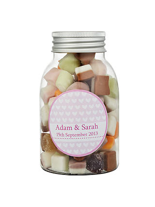 Fine Confectionery Company Personalised Dolly Mix Hearts Jar, Pack of 25, Large