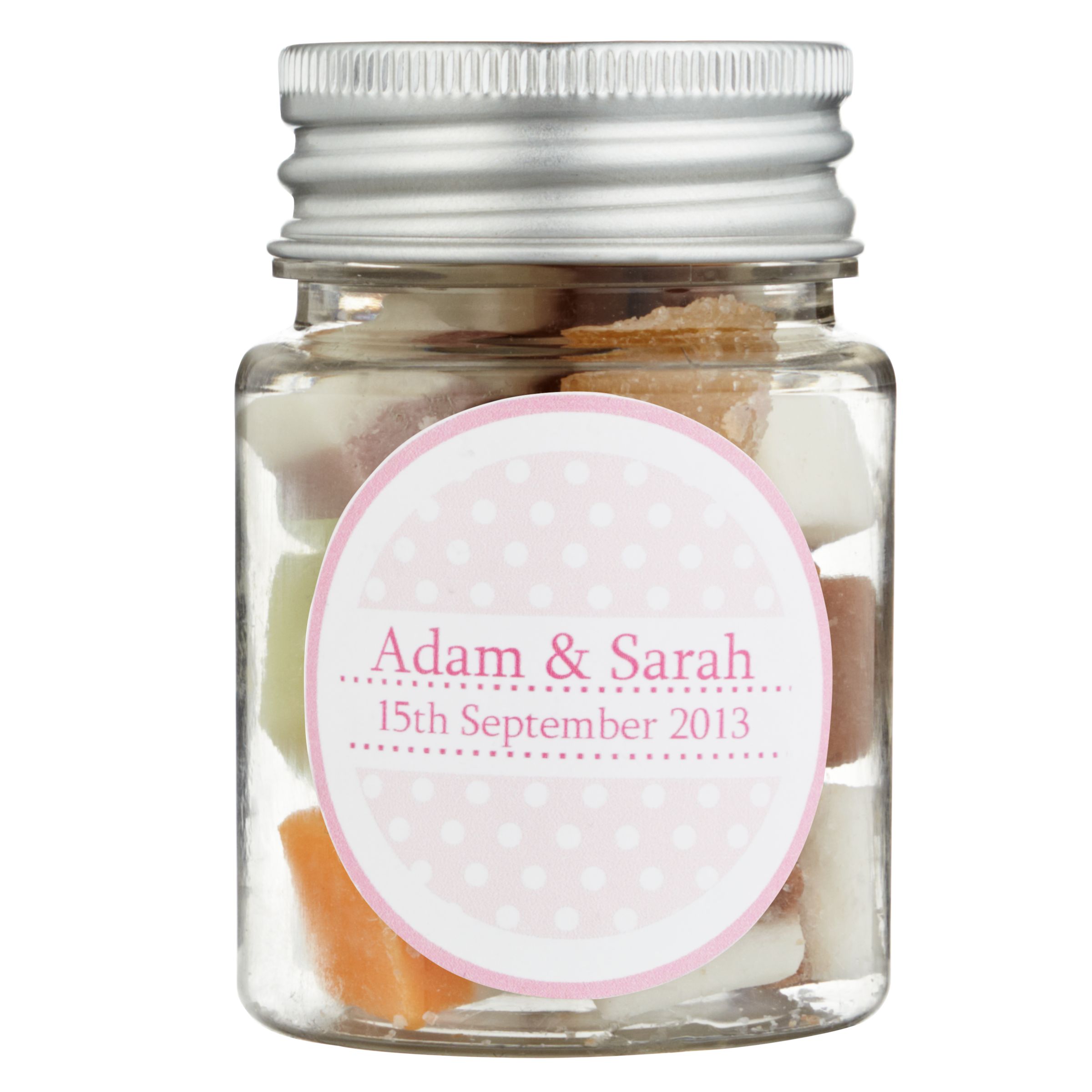 Fine Confectionery Company Personalised Dolly Mix Spotty Jar, Pack of 25, Small