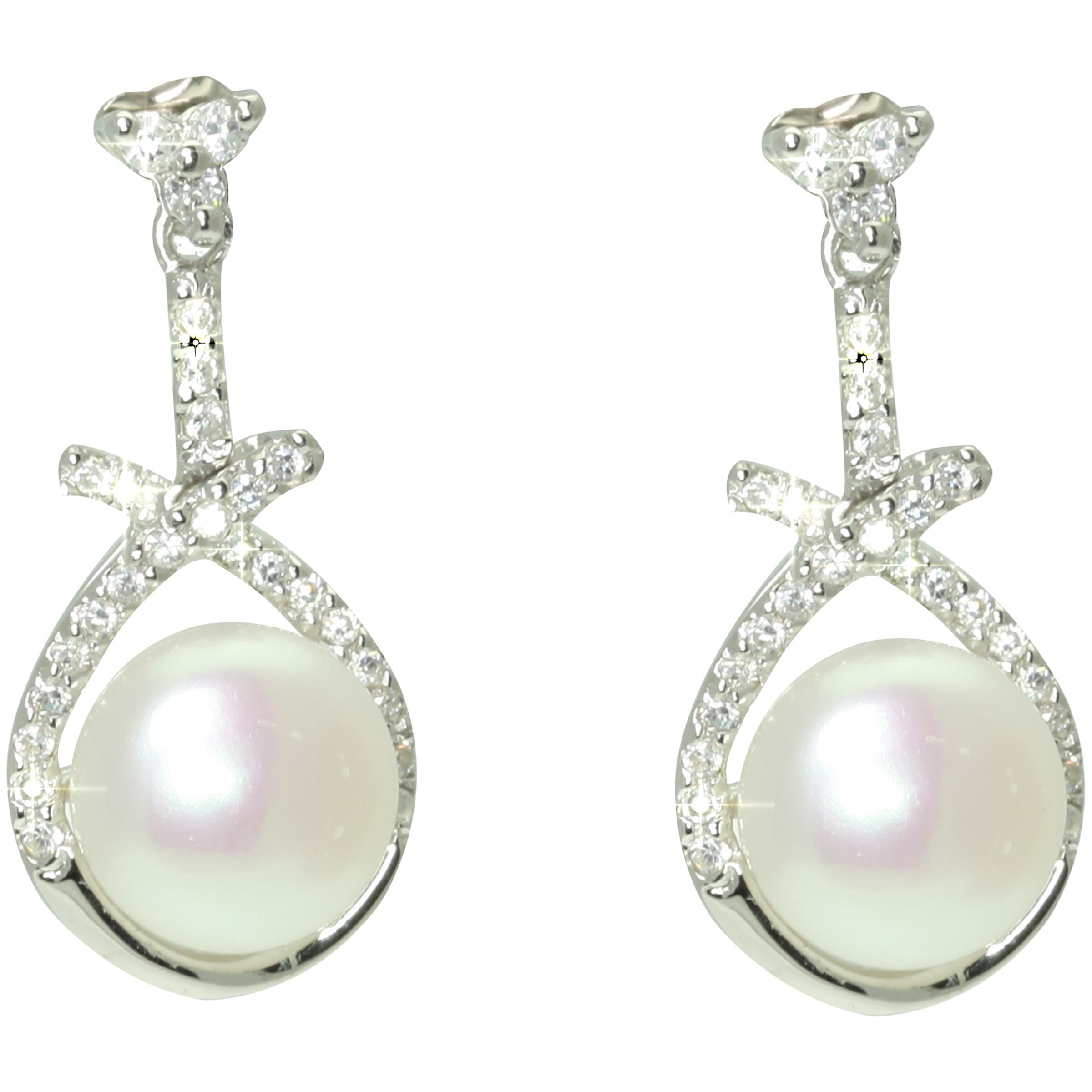 Lido Pearls Cubic Zirconia Triangle Earrings, Silver/White at John ...