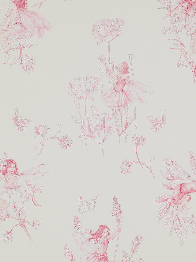 Jane Churchill Meadow Flower Fairies Wallpaper, Pale Pink, J124W-05