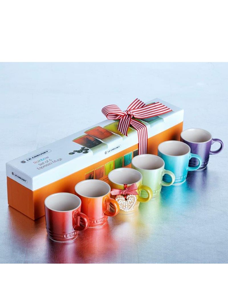 Le Creuset Stoneware Rainbow set of 6 espresso mugs