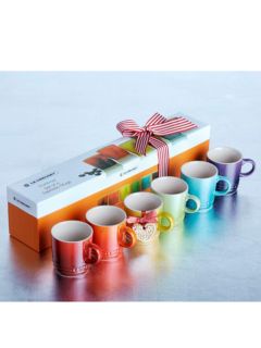 Le Creuset Stoneware Rainbow Espresso Mugs, Set of 6, 100ml