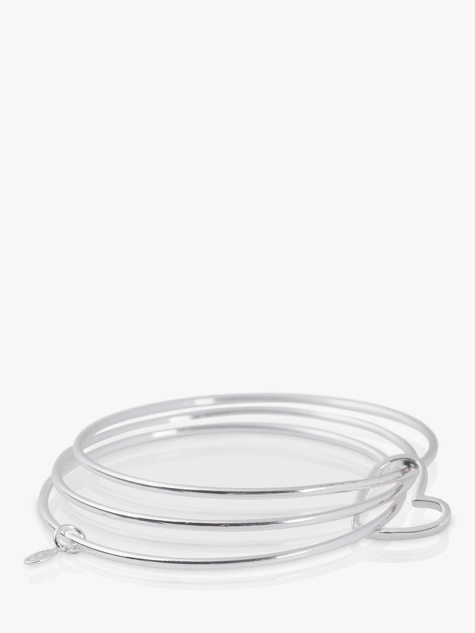 Buy Joma Jewellery Lila Silver Heart Outline Triple Bangle Online at johnlewis.com