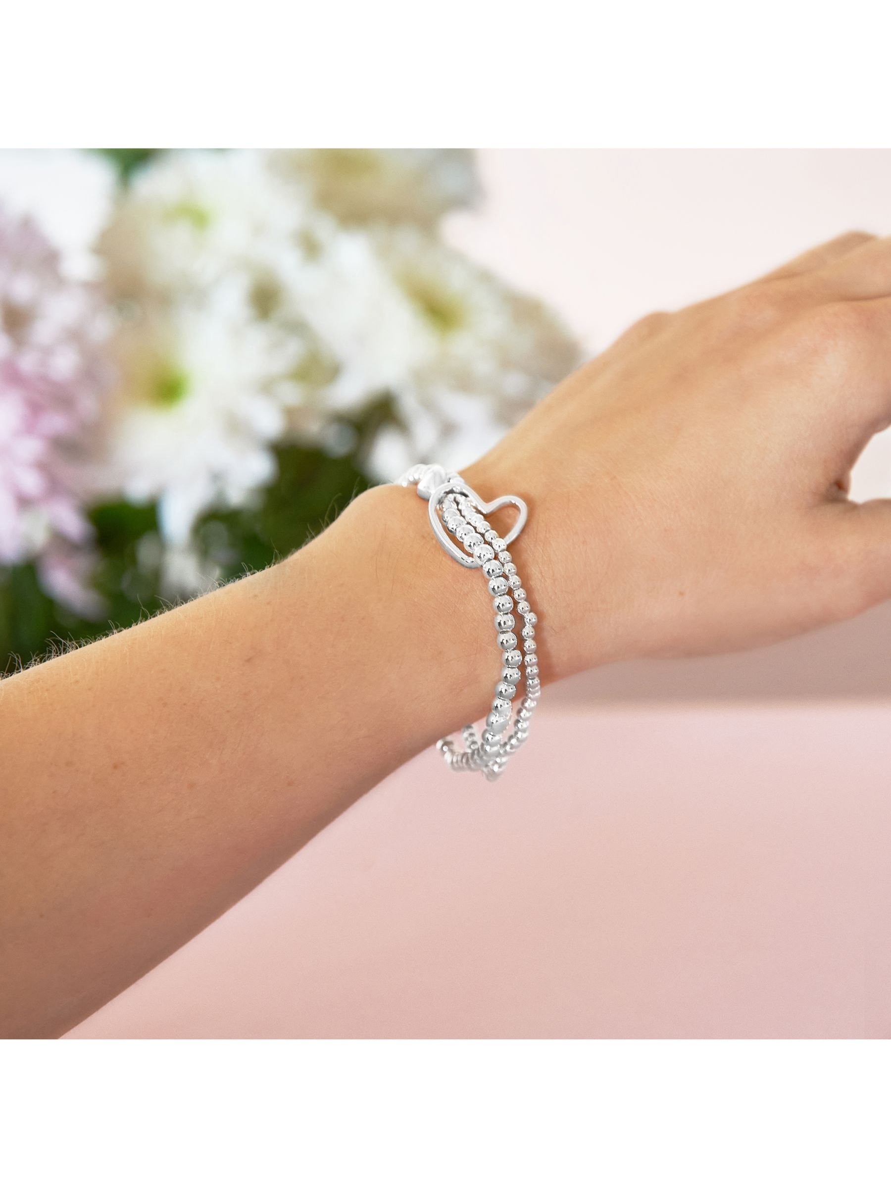 Joma Jewellery Lila White Pearl Polished Bead Bracelet, Silver