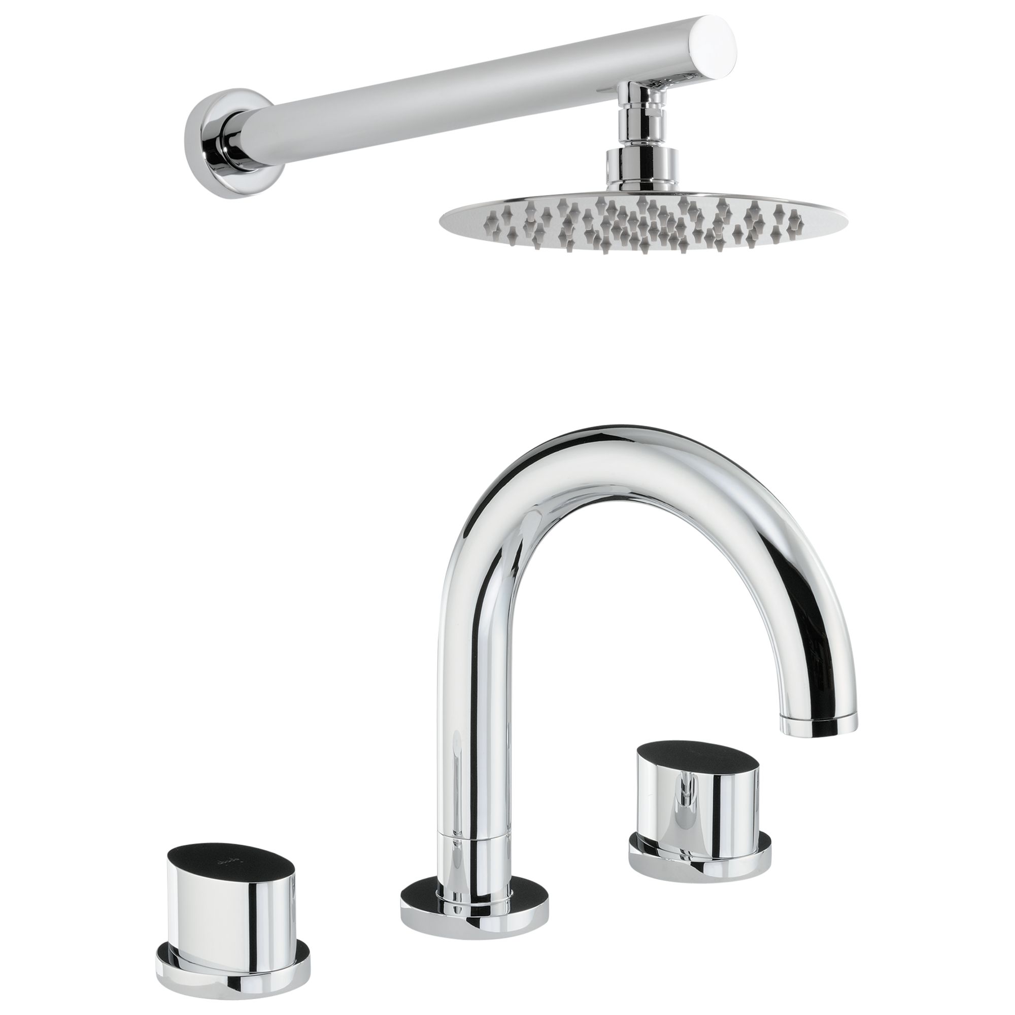 Abode Debut Thermostatic Deck Mounted 3 Hole Bath Mixer Tap and Wall Mounted Shower