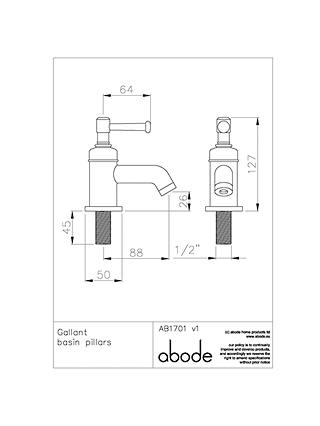 Abode Gallant Bathroom Basin Pillar Taps, Set of 2, Chrome