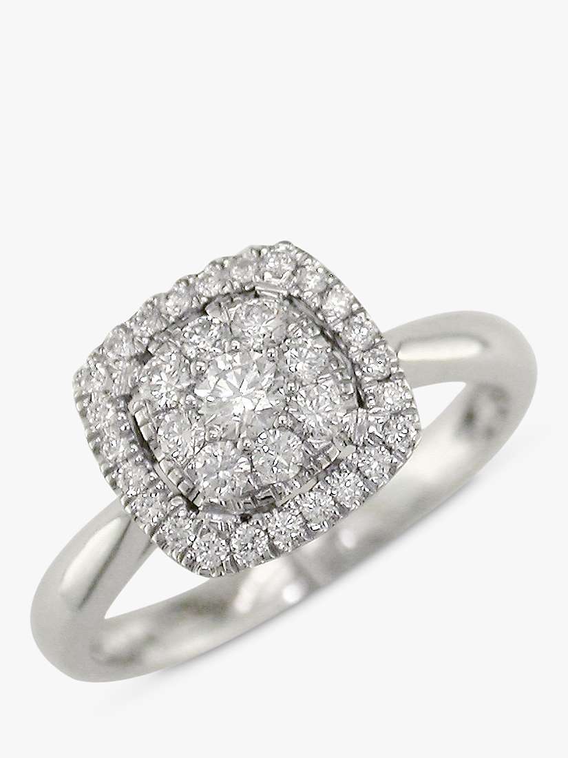 Buy E.W Adams 18ct White Gold Diamond Cushion Cluster Engagement Ring, White Gold Online at johnlewis.com