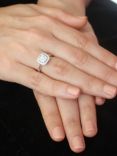 E.W Adams 18ct White Gold Diamond Cushion Cluster Engagement Ring, White Gold