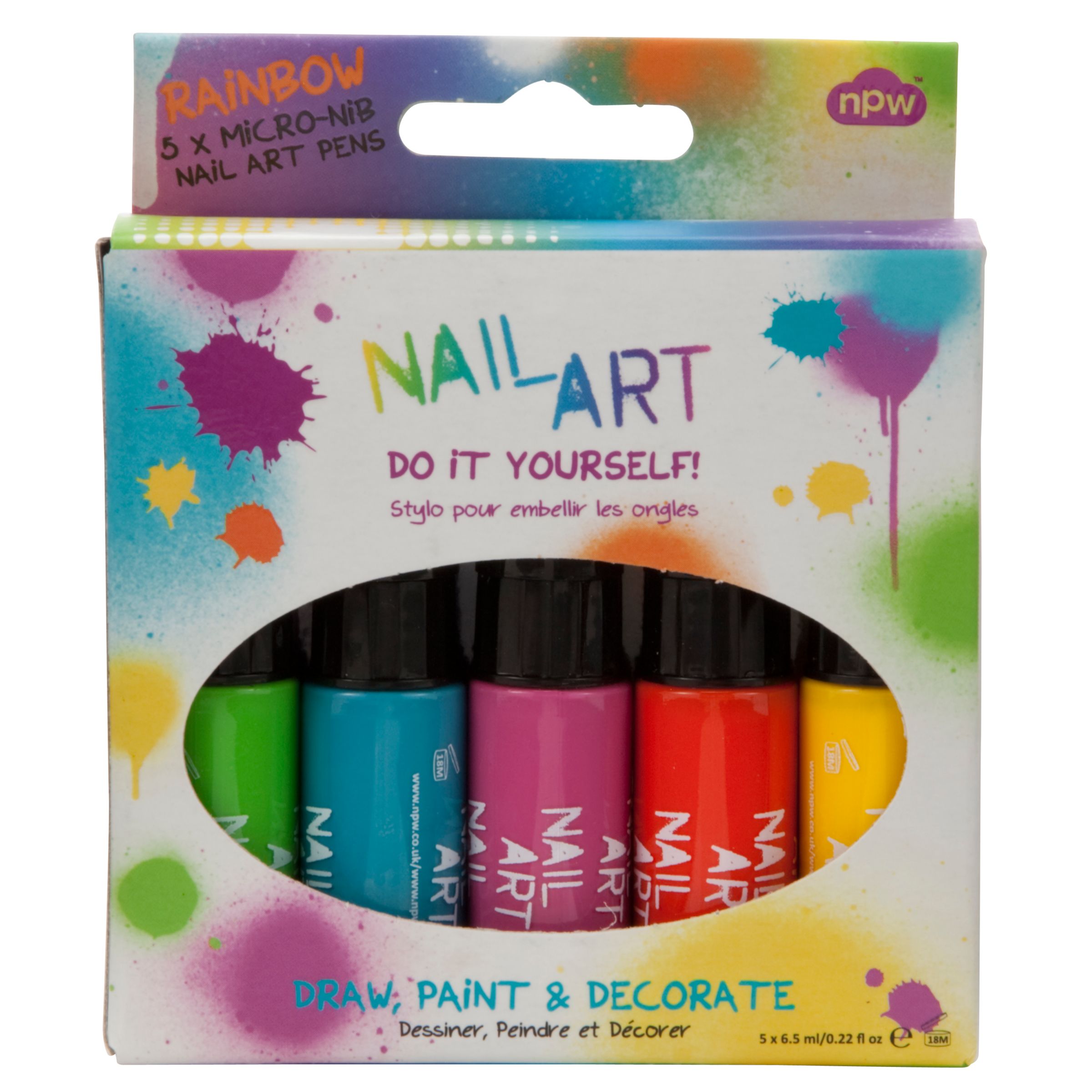 Nail Art Pens, Pack of 5, Multi