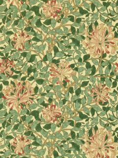 Morris & Co. Honeysuckle Wallpaper, Green / Coral / Pink, DMCW210436