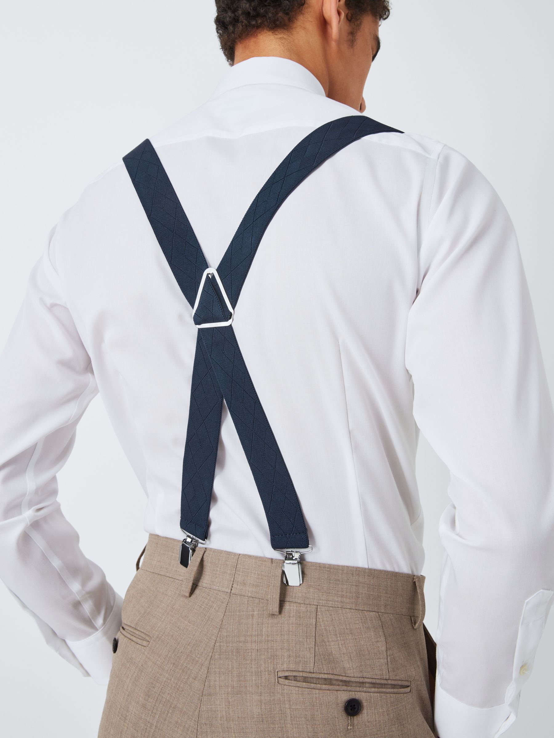 Mens Dress Suspenders, Woven Elastic Strap Suspenders in Navy