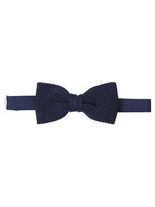 John Lewis & Partners Knitted Silk Bow Tie, Midnight Blue