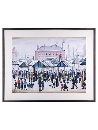 LS Lowry - Market Scene, Northern Town Framed Print, 80 x 64cm