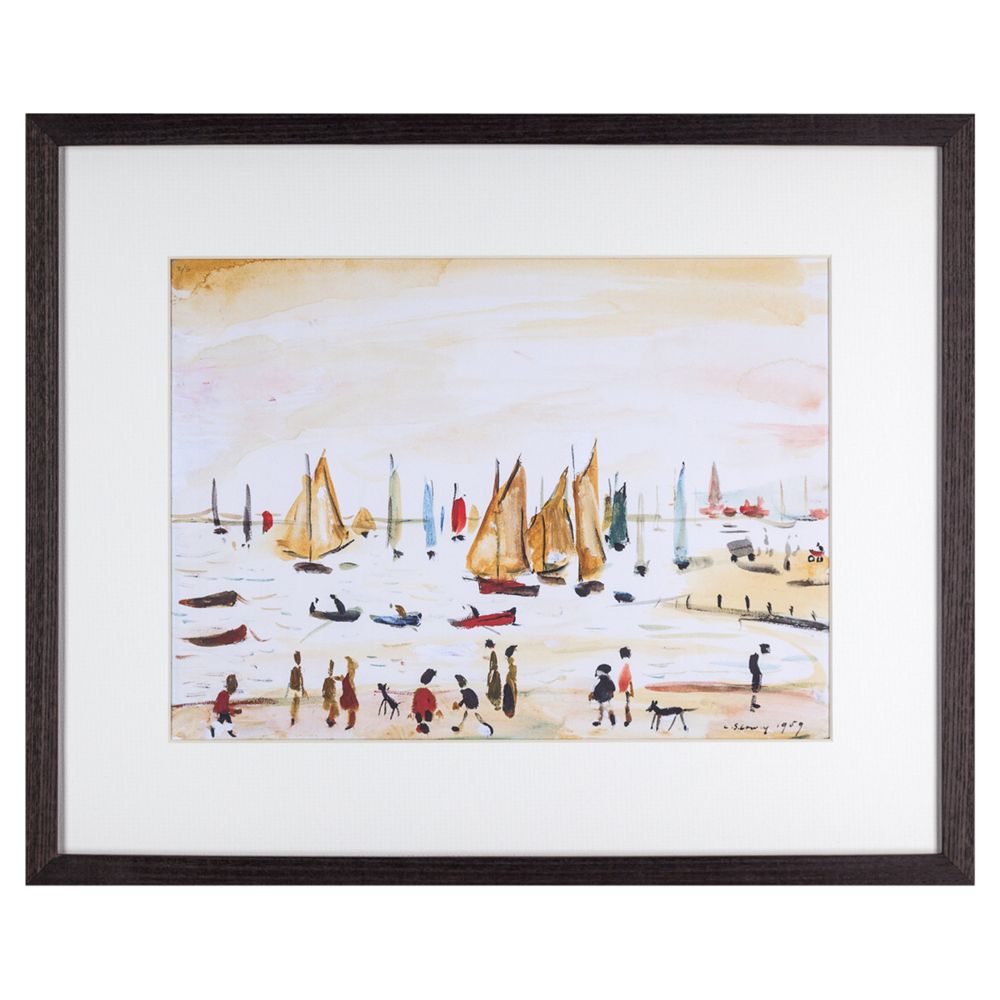 LS Lowry Yachts 1959 Framed Print, 42 x 34cm at John