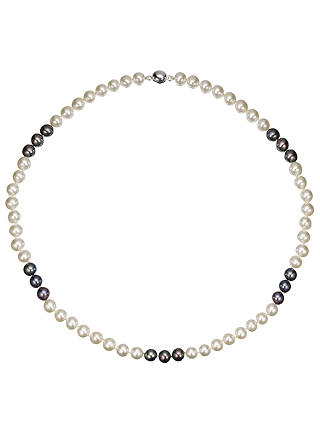 A B Davis Two Tone Spaced River Pearl Necklace, Black / White