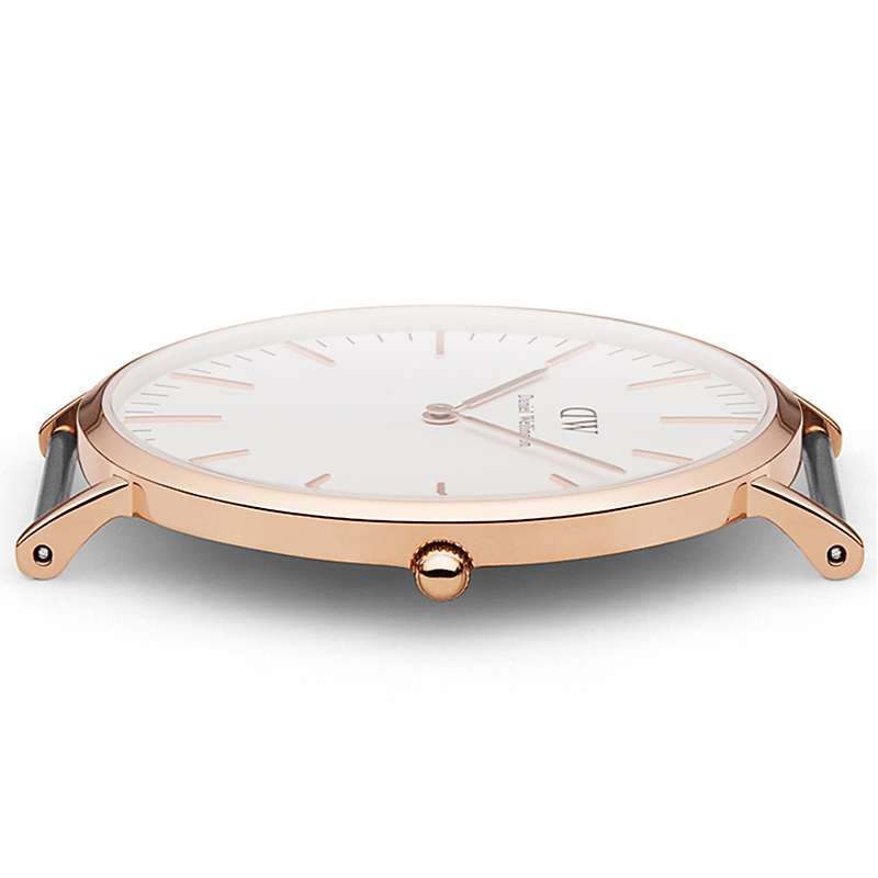 Buy Daniel Wellington DW00100006 Men's 40mm St Mawes Rose Gold Plated Leather Strap Watch, Tan/White Online at johnlewis.com