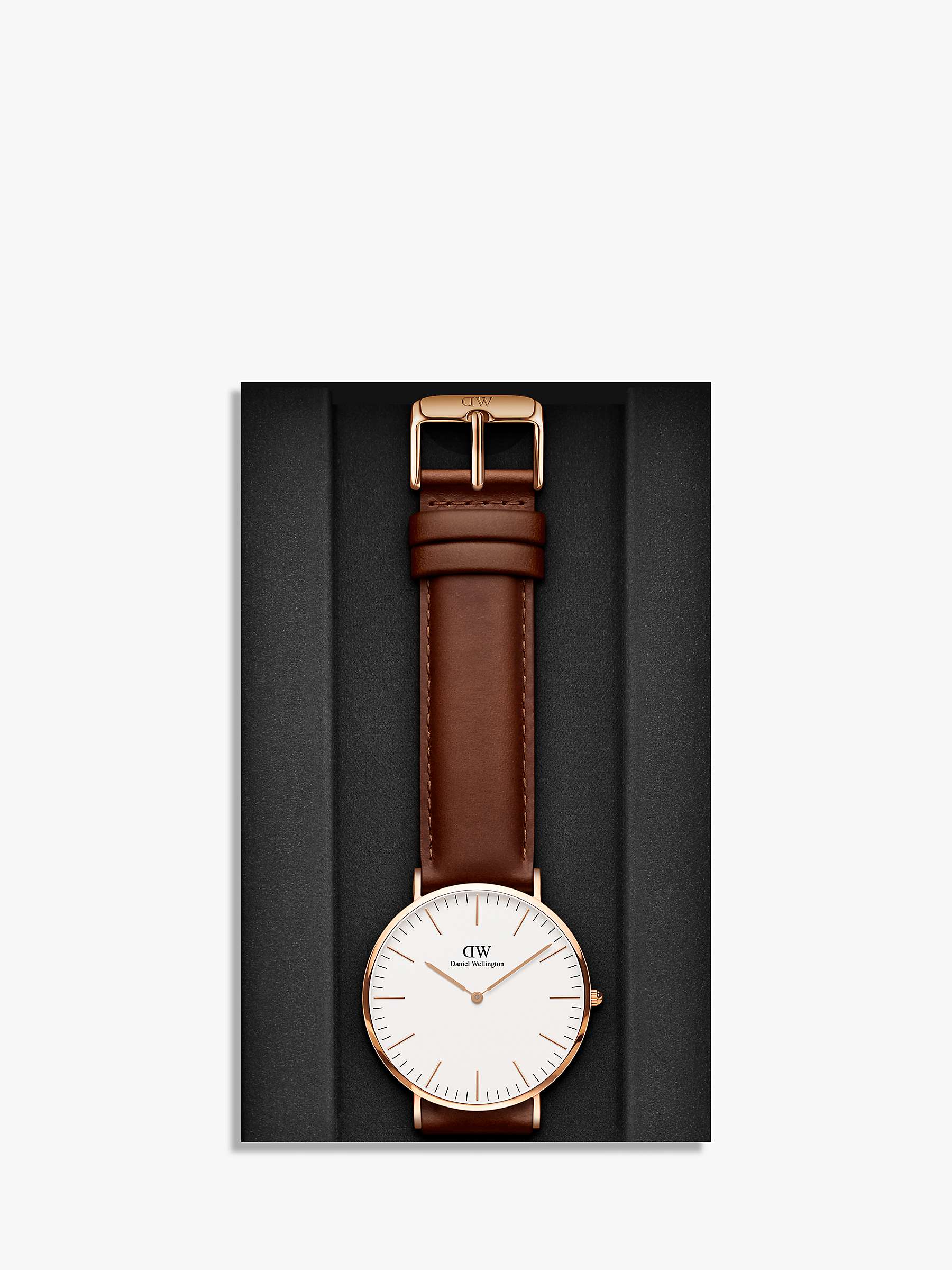 Buy Daniel Wellington DW00100006 Men's 40mm St Mawes Rose Gold Plated Leather Strap Watch, Tan/White Online at johnlewis.com