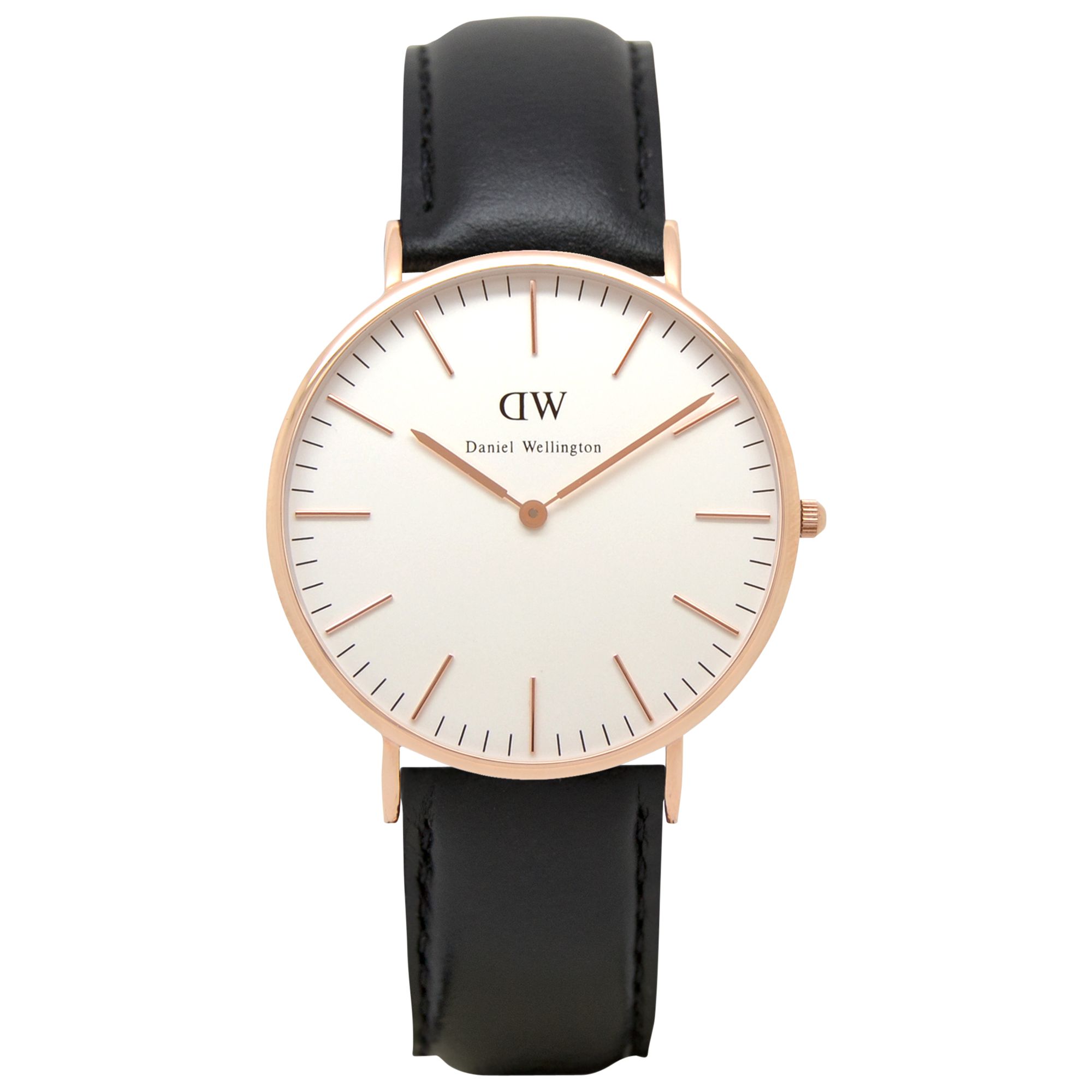 Daniel Wellington 0107dw Men S Sheffield Rose Gold Plated Leather Strap Watch Black White At