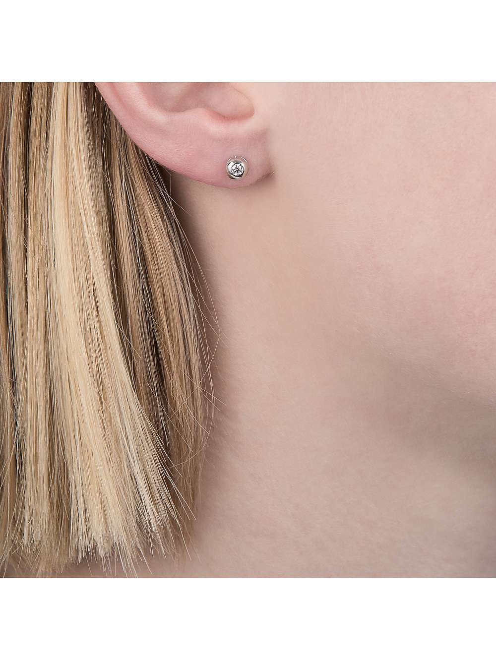 Buy E.W Adams 9ct White Gold Flush Set Diamond Stud Earrings Online at johnlewis.com
