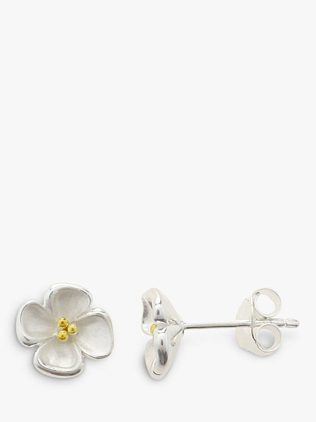 Nina B Sterling Silver Gold Plated Center Flower Stud Earrings