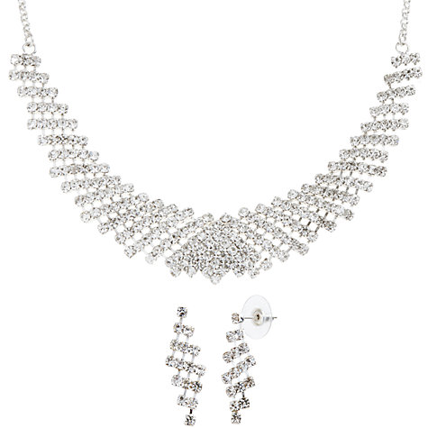 Buy John Lewis Diamante Collar And Drop Earrings Set, Silver Online at johnlewis.com