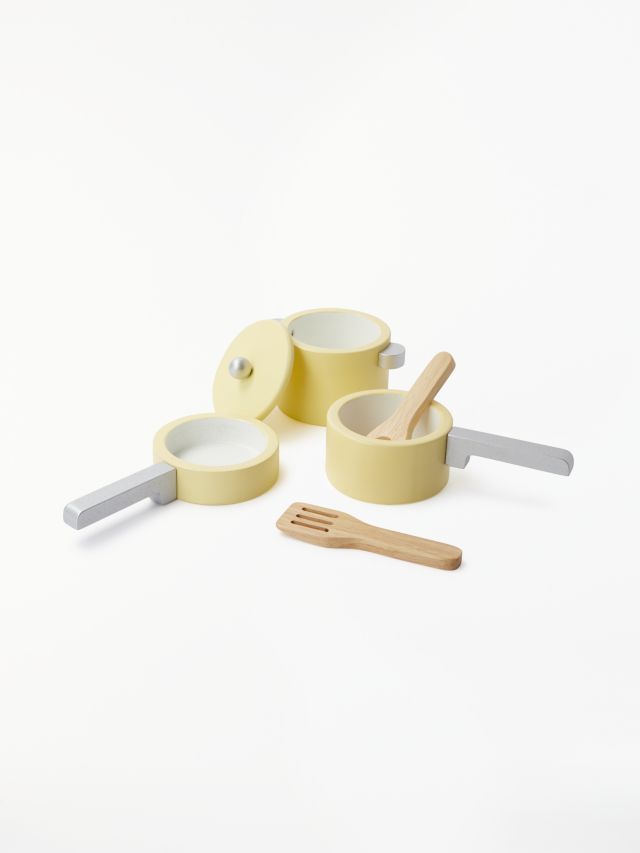 John Lewis Wooden Pots & Pans  Wooden baby toys, Pots and pans, John lewis