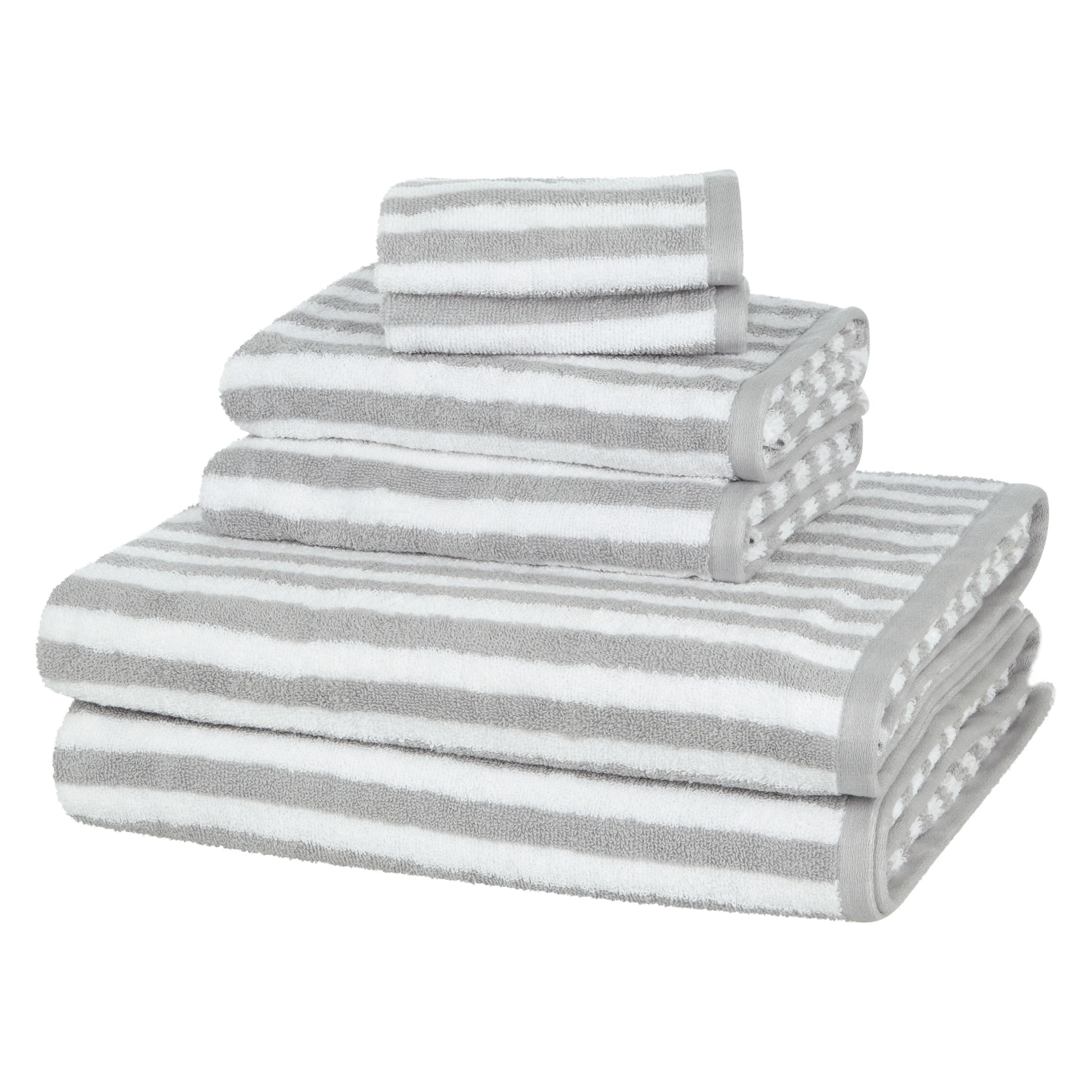 grey and white striped towels