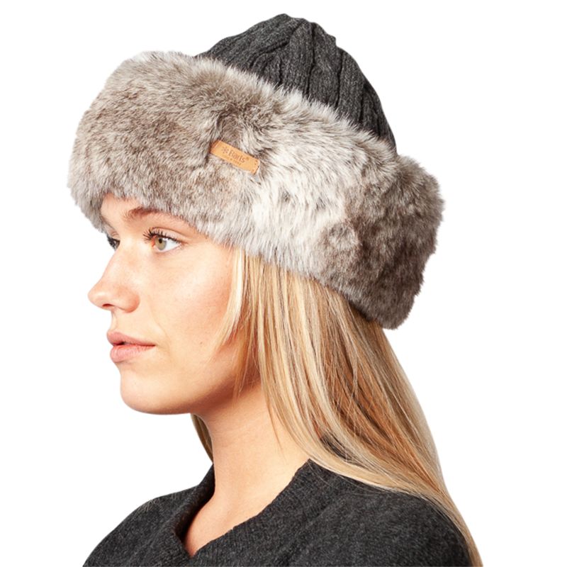 Barts Faux Fur Cable Bandhat, One Size, Grey