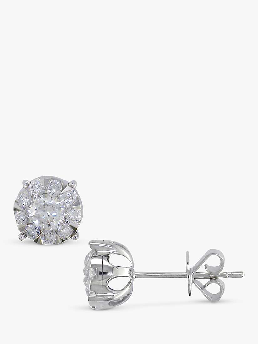 Buy E.W Adams 18ct White Gold Solitaire Diamond Large Stud Earrings, 0.75ct Online at johnlewis.com
