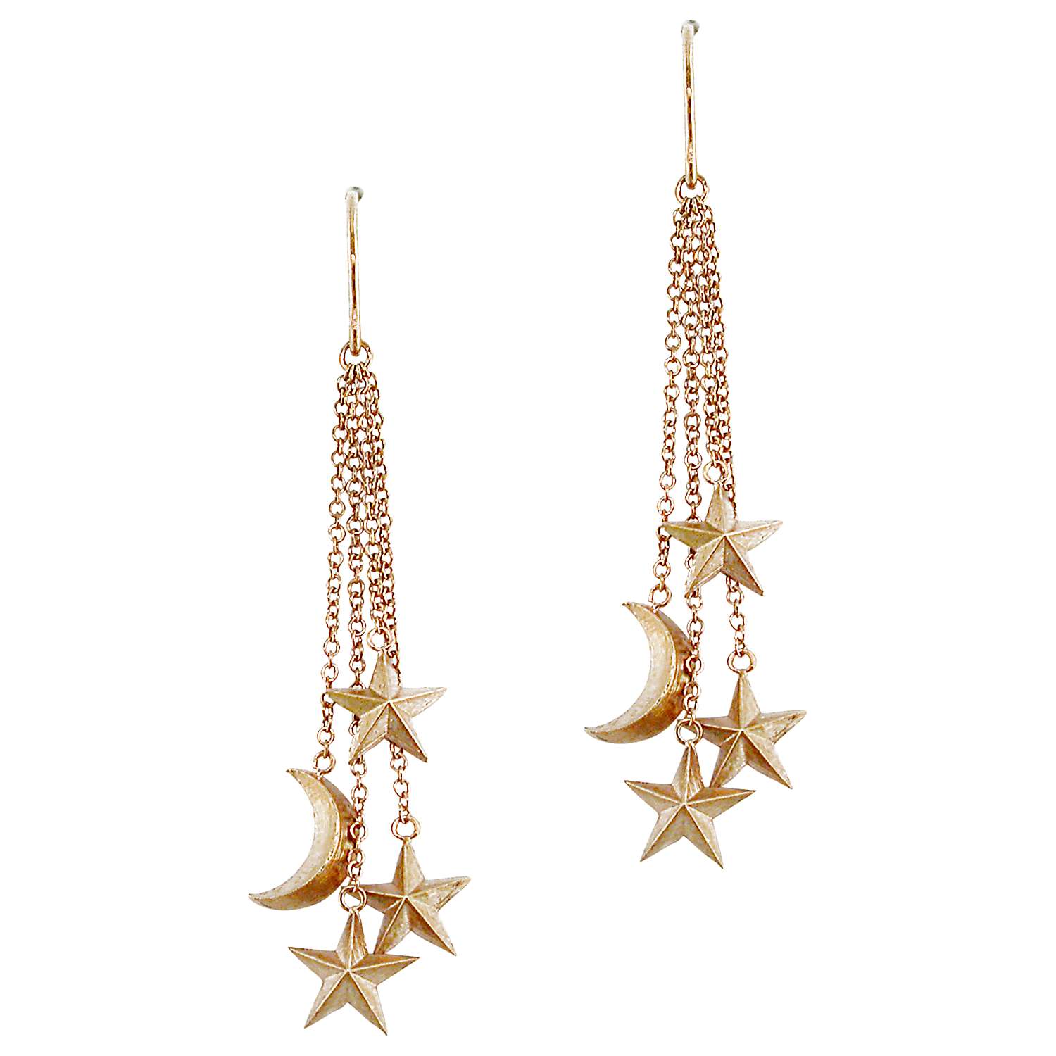 Buy London Road 9ct Rose Gold Moon and Stars Drop Earrings, Rose Gold Online at johnlewis.com