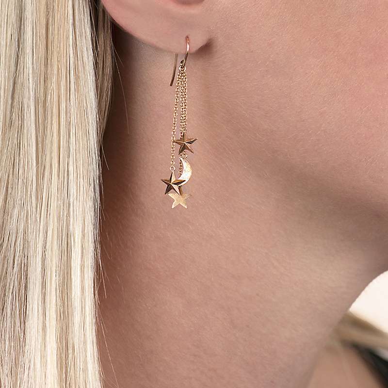 Buy London Road 9ct Rose Gold Moon and Stars Drop Earrings, Rose Gold Online at johnlewis.com