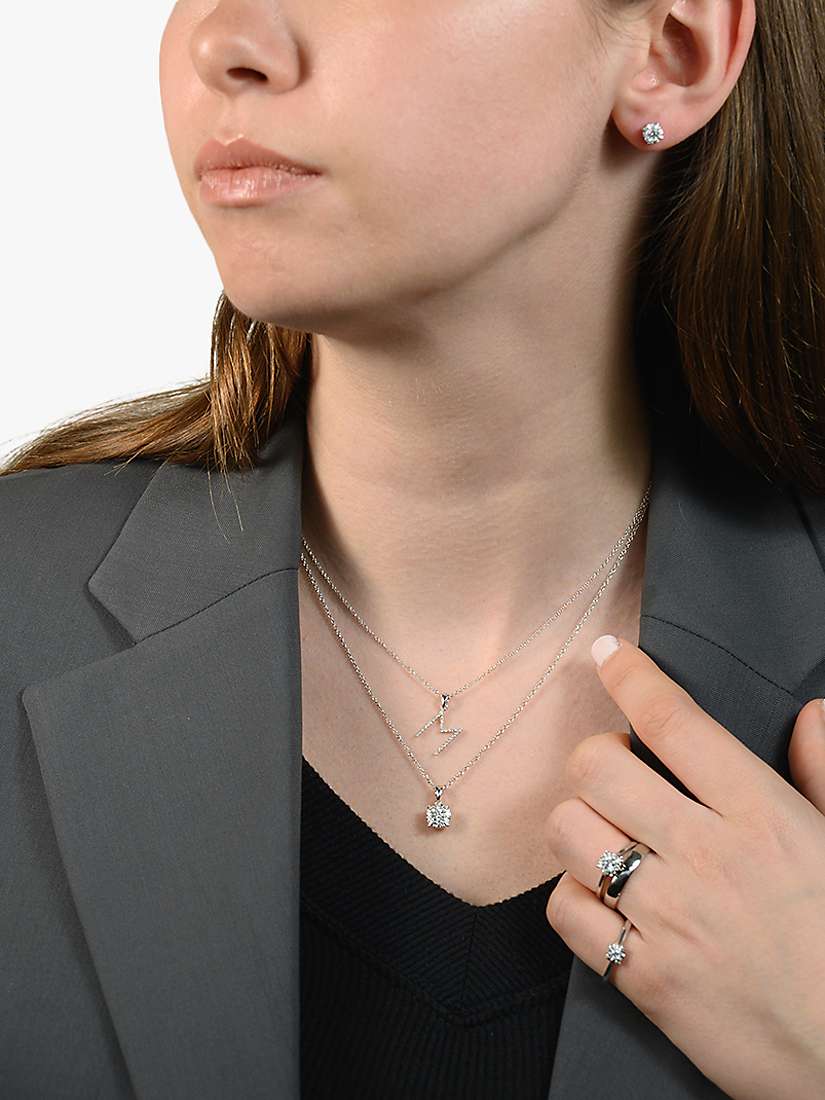 Buy E.W Adams 18ct White Gold Cluster Diamond Stud Earrings Online at johnlewis.com