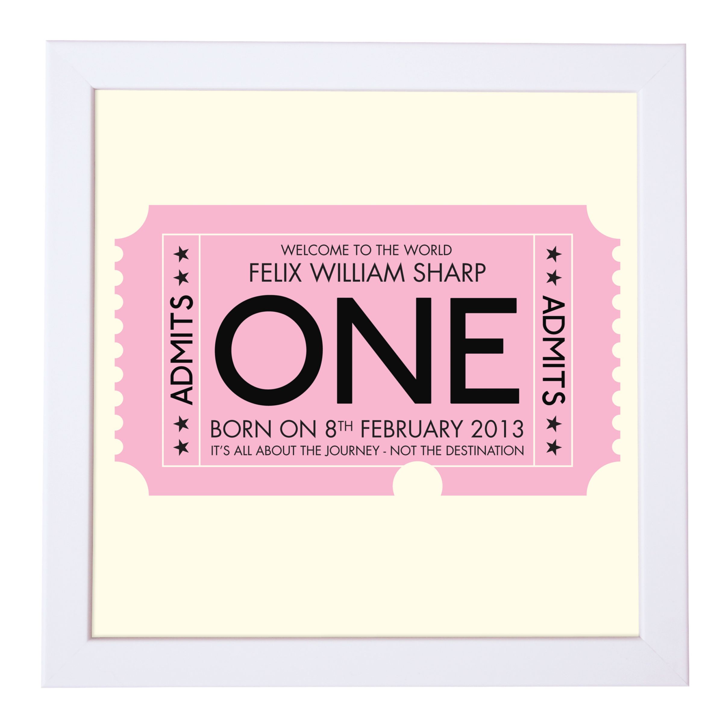 Modo Creative Personalised Admission Ticket Framed Print, 18 x 18cm