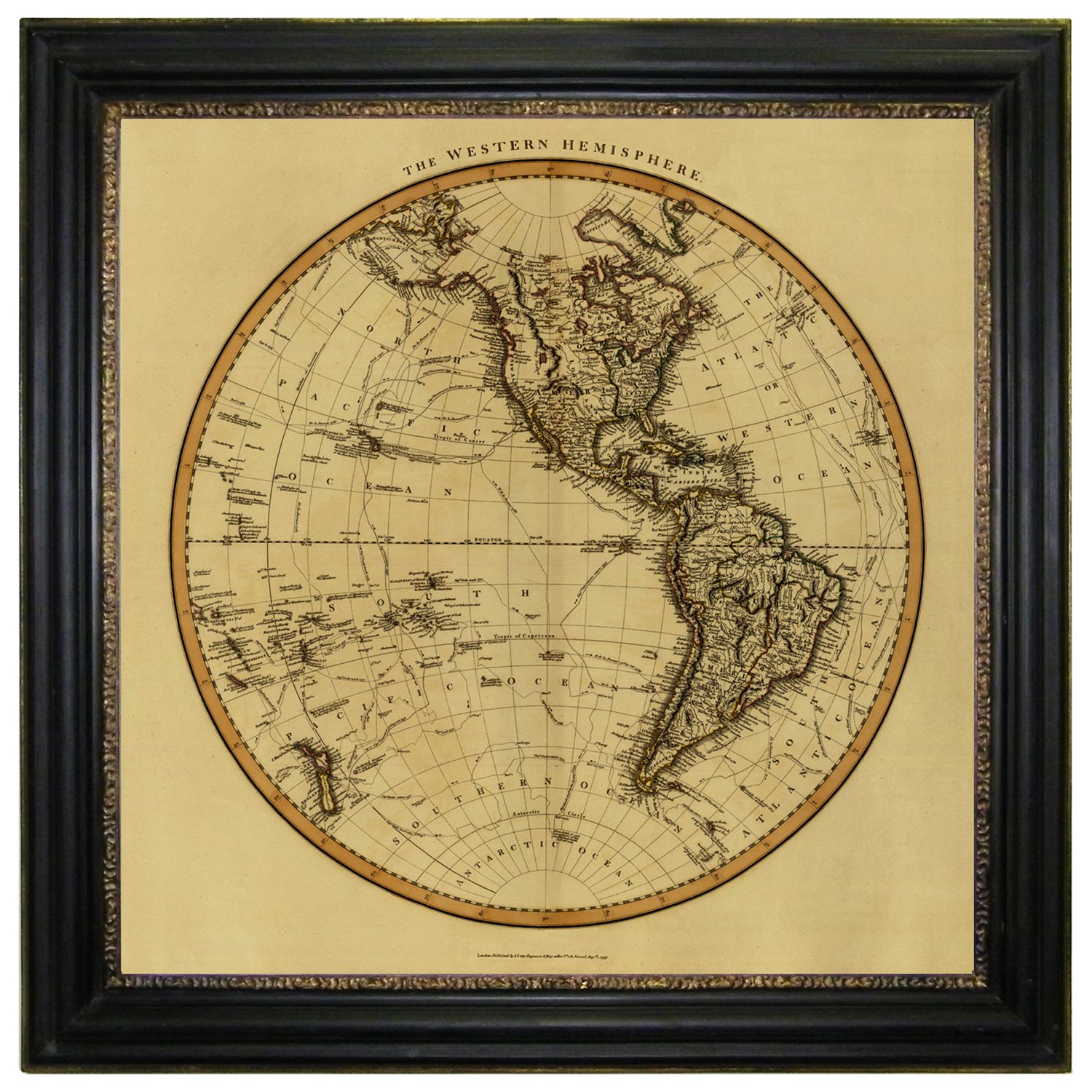 Vintage Maps Collection - Western Hemisphere Framed Print, 91 x 91cm