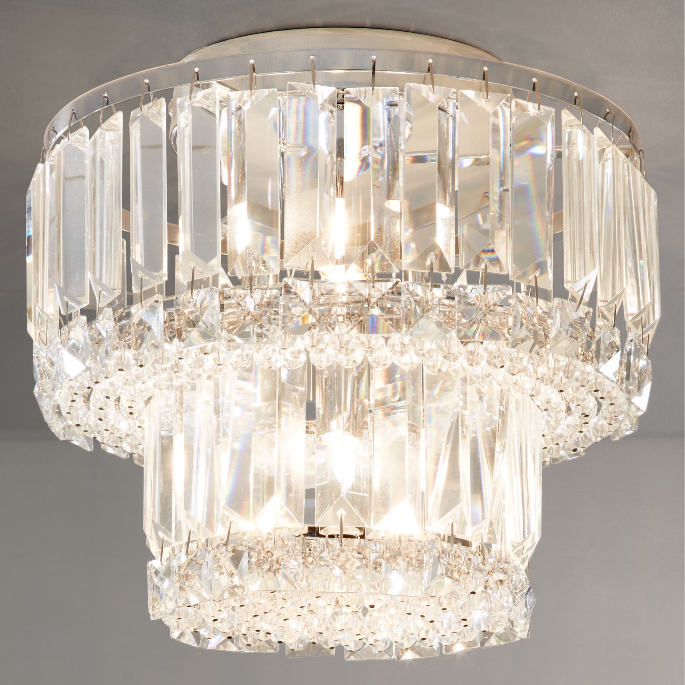 John Lewis Partners Elena 2 Tier Crystal Bars Flush Ceiling