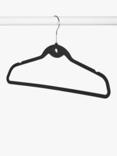 John Lewis Flocked Polystyrene Clothes Hangers, Set of 10, Black