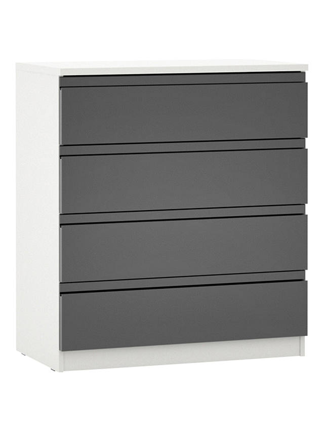 John Lewis ANYDAY Mix it Wide 4 Drawer Chest, Gloss House Steel/White
