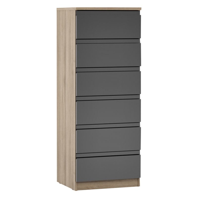 Photo of John lewis anyday mix it narrow 6 drawer chest gloss house steel/grey ash