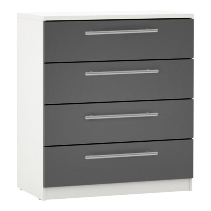 Photo of John lewis anyday mix it t-bar handle wide 4 drawer chest gloss house steel/white