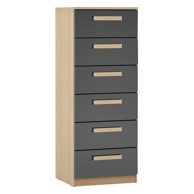 House by John Lewis Mix it Block Handle Narrow 6 Drawer Chest, Gloss ...