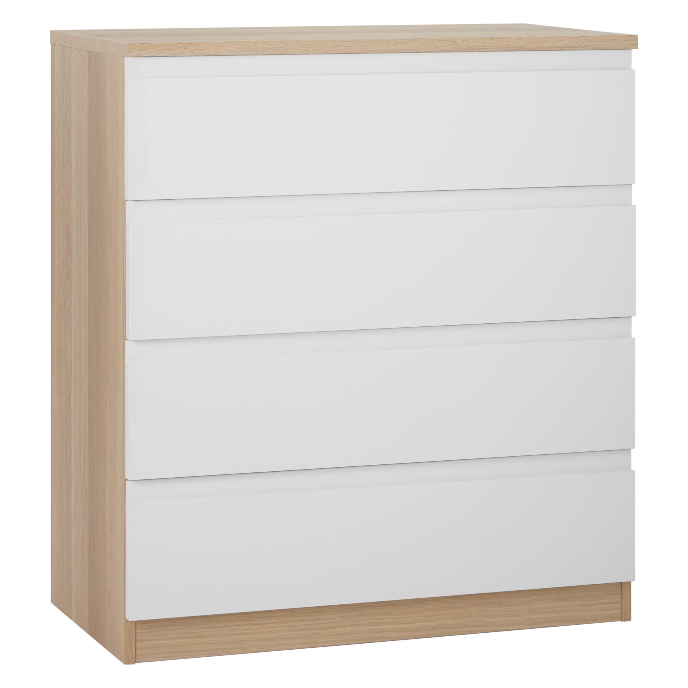 House By John Lewis Mix It Wide 4 Drawer Chest Gloss White Natural Oak
