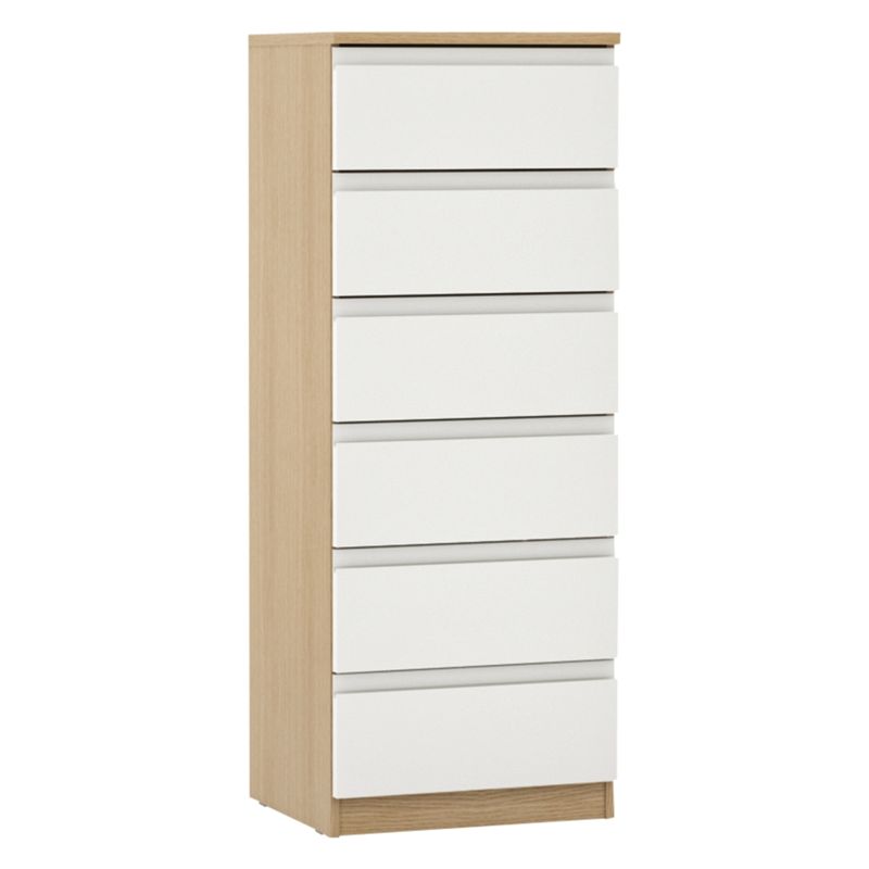 Photo of John lewis anyday mix it narrow 6 drawer chest gloss white/natural oak