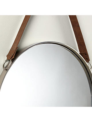 Partners Ronda Round Hanging Mirror 50cm, Mirror With Leather Strap