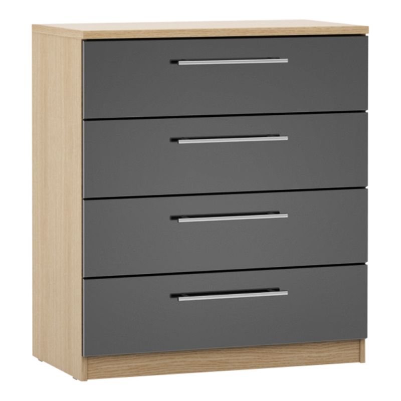 Photo of John lewis anyday mix it t-bar handle wide 4 drawer chest gloss house steel/natural oak